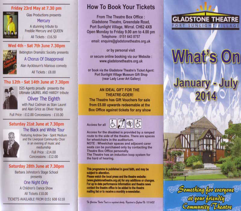 Chestertourist.com - Gladstone Theatre Wirral Page One